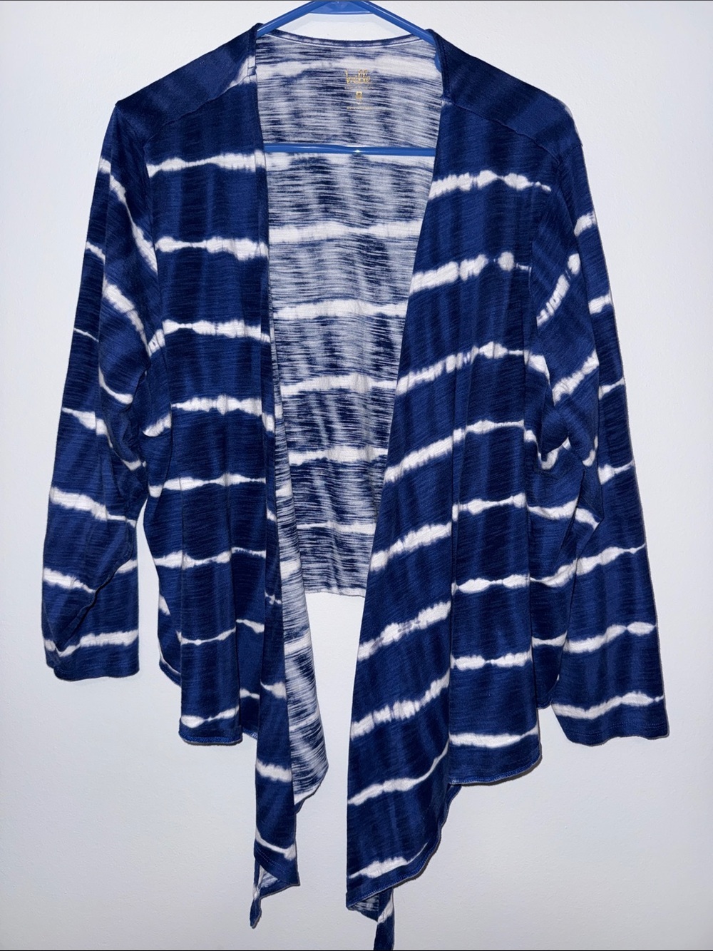 Belle by Kim Gravel Navy and White Striped Open-Front Cardigan